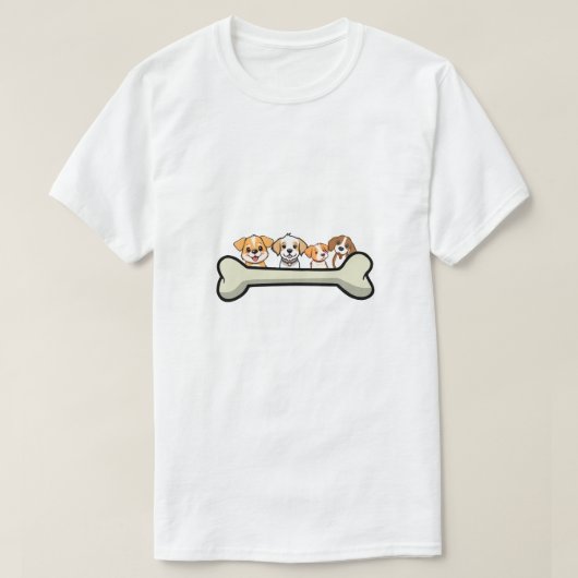 Four Playful Pups with Bones design T-Shirt (Design vorne)