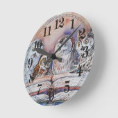 Four reading owls runde wanduhr (Winkel)
