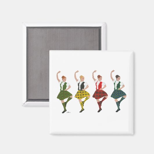 Four Scottish Highland Dancers Magnet (Vorderseite/Rückseite)