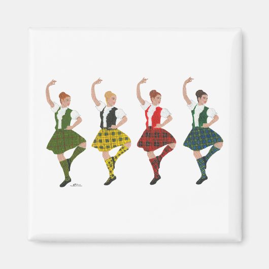 Four Scottish Highland Dancers Magnet (Vorne)