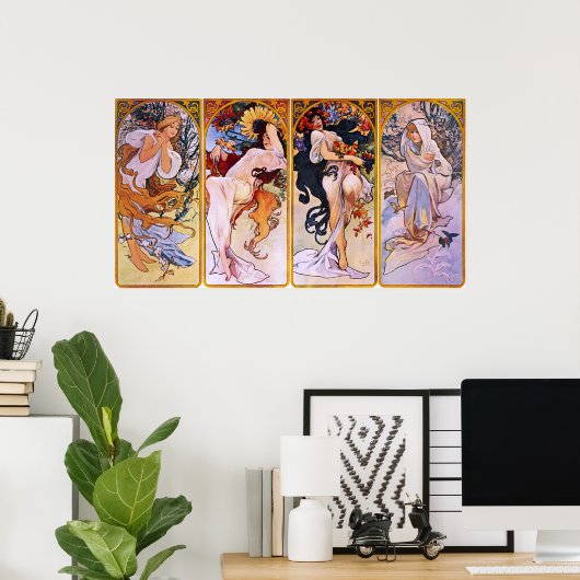 Four Seasons Alfons Mucha Poster (Heimbüro)