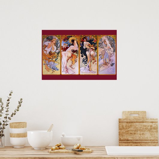 Four Seasons Alfons Mucha Poster (Küche)