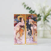 Four Seasons by Alfons Mucha Art Deco Postkarte (Stehend Vorderseite)