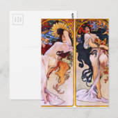 Four Seasons by Alfons Mucha Art Deco Postkarte (Vorne/Hinten)
