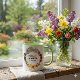 Four Seasons Floral Wreath Gratitude Quote Mug Tasse