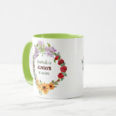 Four Seasons Floral Wreath Gratitude Quote Mug Tasse (Vorderseite Links)