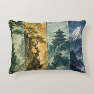 Four Seasons Mountain Japanische Tintenlandschaf Dekokissen