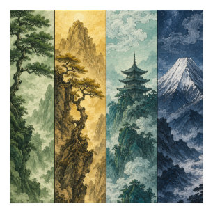 Four Seasons Mountain Japanische Tintenlandschaf Fotodruck