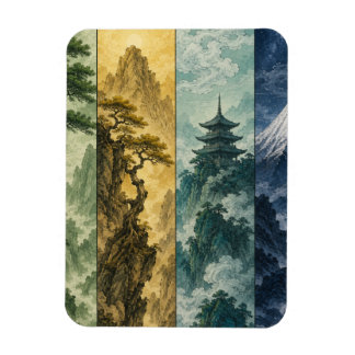 Four Seasons Mountain | Japanische Tintenlandschaf Magnet