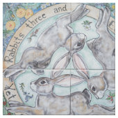 Four Seasons Rabbit Hare Medallion gezogenes Geweb Stoff (Nahaufnahme)