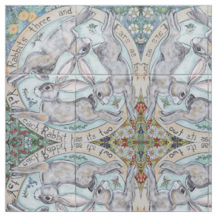Four Seasons Rabbit Hare Medallion gezogenes Geweb Stoff