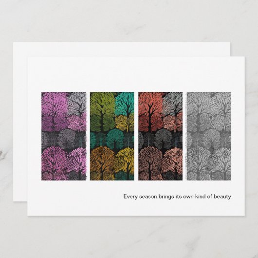 Four Seasons Trees Stilvolle moderne Karte (Vorne/Hinten)