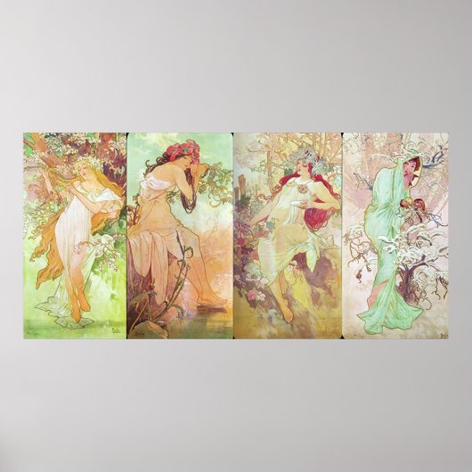 Four Seasons von Alfons Mucha, 1896 Poster (Vorne)