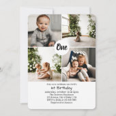 Four Square Fotos Collage 1st Birthday Einladung (Vorderseite)