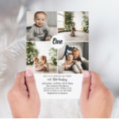 Four Square Fotos Collage 1st Birthday Einladung