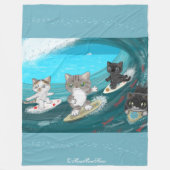 Four Surfing Cats in Izu Fleecedecke (Vorderseite)