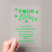 Four Times Lucky 4th Birthday Acryleinladungen (Insitu (Handheld))