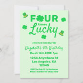 Four Times Lucky 4th Birthday Einladung (Vorderseite)