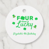 Four Times Lucky 4th Birthday Geschenkanhänger (Vorderseite)