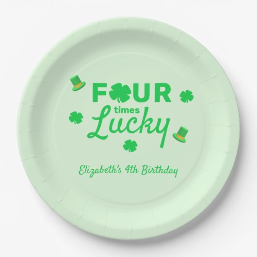 Four Times Lucky 4th Birthday Pappteller (Vorderseite)