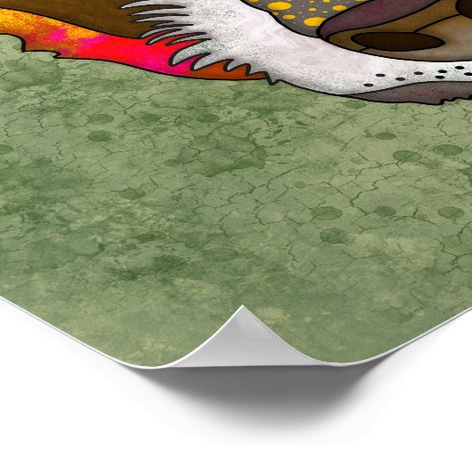 Four ugly dog faces unique abstract art poster (Ecke)