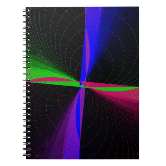 Four-Way Geometric Wave Spiral Notebook Notizblock (Vorderseite)