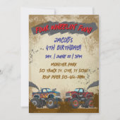 Four Wheelin' Fun Monster Truck Birthday Einladung (Vorderseite)