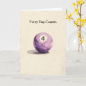 Four Year Anniversary Sobriety Pool Ball Karte (Gelbe Blume)