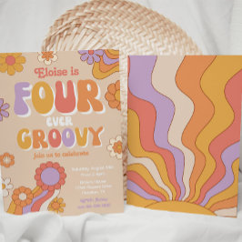 Fourever Groovy Einladung | 4. Geburtstag