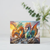Fourfold Fury – Chinese Airbrush Dragon with Multi Postkarte (Stehend Vorderseite)