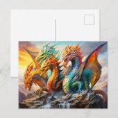 Fourfold Fury – Chinese Airbrush Dragon with Multi Postkarte (Vorne/Hinten)