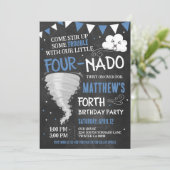 Fournado Birthday Einladung Tornado Twister Party (Stehend Vorderseite)