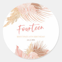 Fourteen Boho Pink Floral 14th Birthday Party