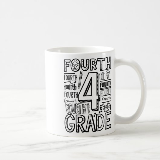 Fourth 4th Grade Typography Back To School  Kaffeetasse (Rechts)