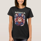 Fourth 4th of July Cat American Flag America Patri T-Shirt (Vorderseite)