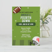 Fourth Down, Football 4th Birthday Einladung (Stehend Vorderseite)