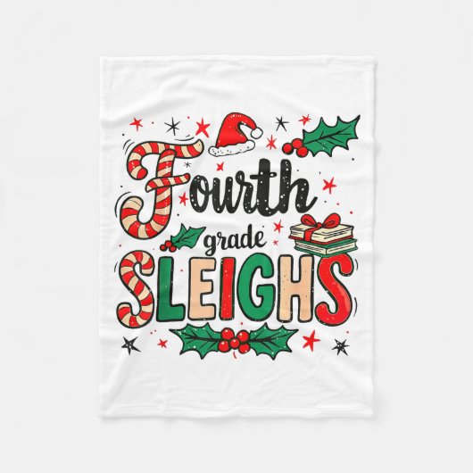 Fourth Grade Sleighs Funny Christmas Teacher Fleecedecke (Vorderseite)
