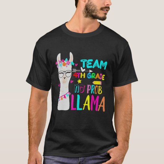 Fourth Grade Squad No Prob Llama Team 4th Grade Te T-Shirt (Vorderseite)