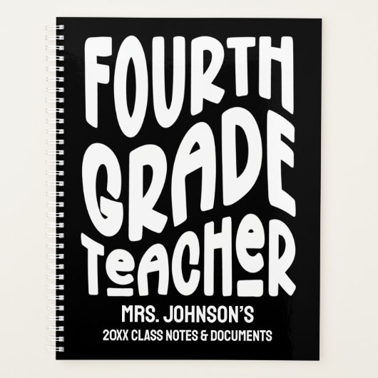 Fourth Grade Teacher Minimalist Text Design Planer (Vorderseite)