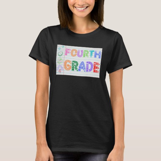 Fourth Grade Team Cute Doodle School Kids Teacher T-Shirt (Vorderseite)