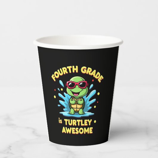 Fourth Grade Turtle-y Awesome First Day of Fourth Pappbecher (Vorderseite)