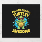 Fourth Grade Turtle-y Awesome First Day of Fourth  Schaumweinetikett (Einzelnes Label)