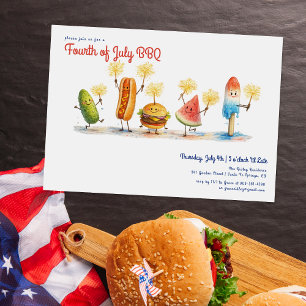 Fourth of July BBQ Maskottchen Unabhängigkeitsta Einladung
