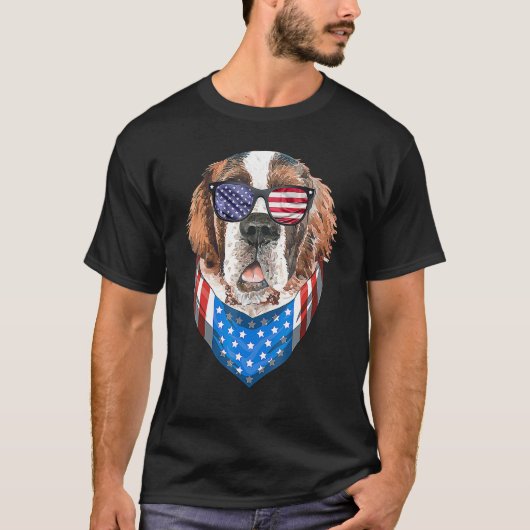 Fourth of July Bernard American Flag July 4th St B T-Shirt (Vorderseite)
