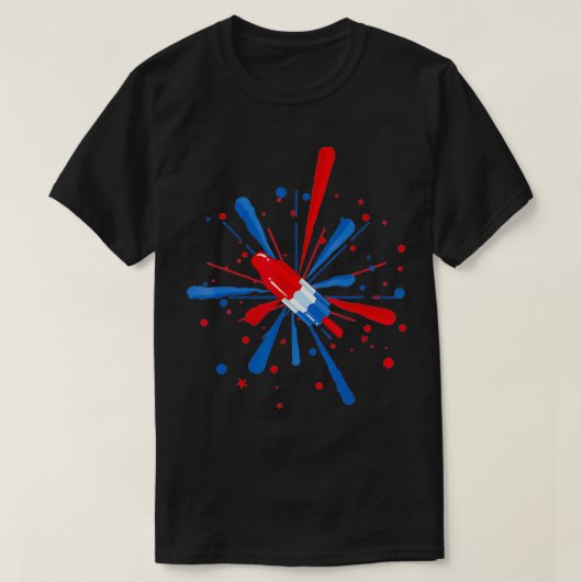 Fourth of July Fireworks Popsicle  T-Shirt (Design vorne)
