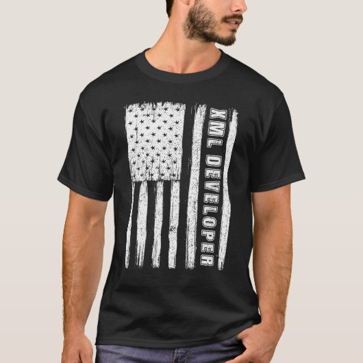 Fourth of July for Men American Flag xml develope T-Shirt (Vorderseite)