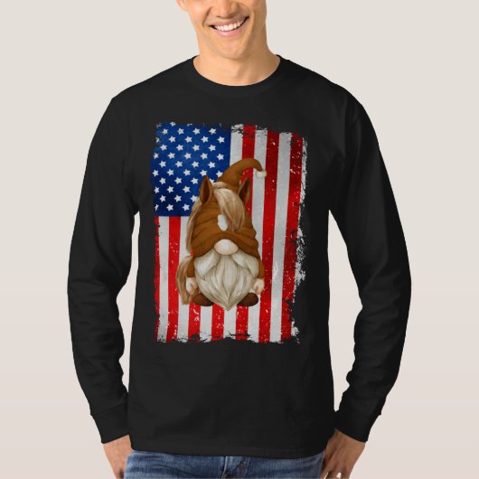 Fourth Of July Gnome Graphic Patriotic Horse Ameri T-Shirt (Vorderseite)