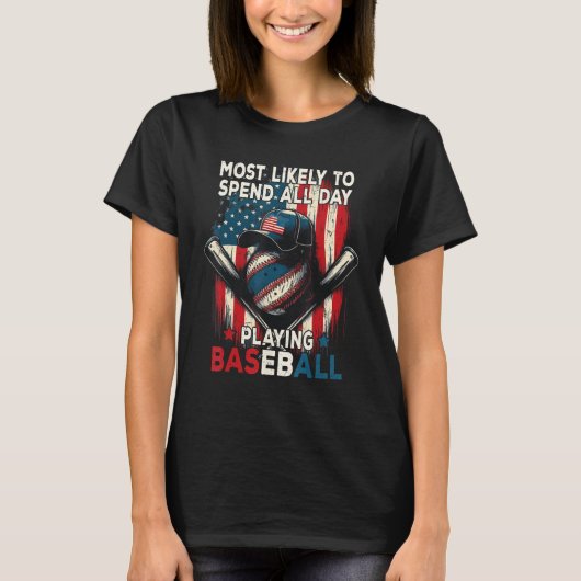 Fourth Of July Quote Baseball Player Retro July 4t T-Shirt (Vorderseite)