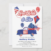 Fourth of July Red White & Due Baby Shower Einladung (Vorderseite)