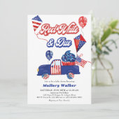 Fourth of July Red White & Due Baby Shower Einladung (Stehend Vorderseite)